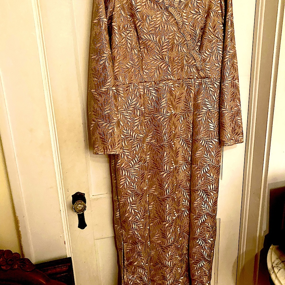 JS COLLECTIONS NEW WITH TAGS GOLD BROCADE FORMAL DRESS